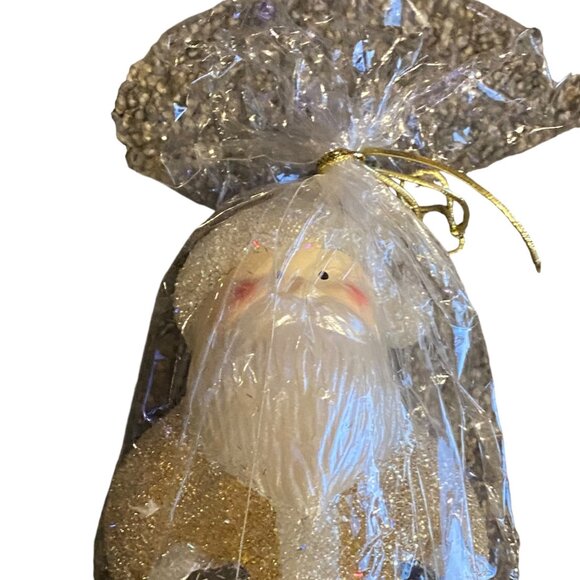 Pottery Barn Christmas Santa Candle Gold Glitter 6" 50 Hour Burn NEW - Picture 4 of 5